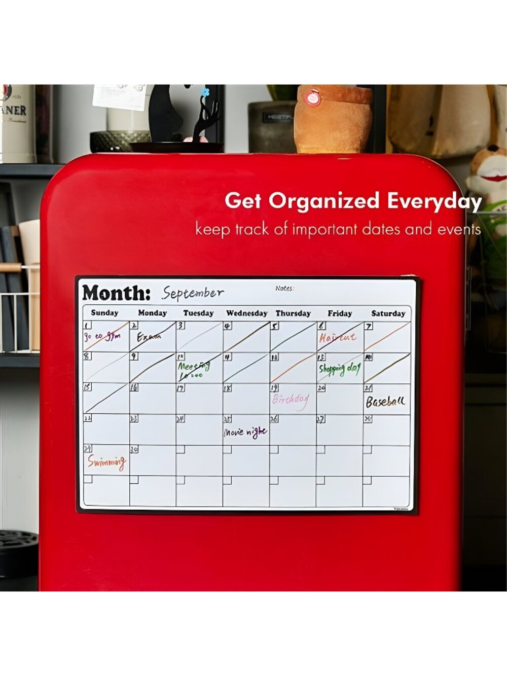 Fridge Calendar Magnetic Dry Erase Calendar Whiteboard 16.9 Inches X 11.8 Inches